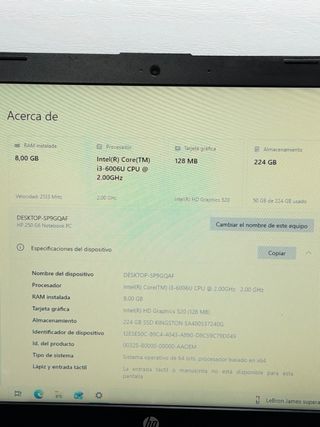 HP 250 G6 i3 / 8GB RAM / 240GB SSD