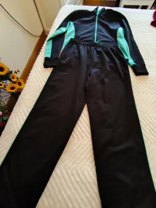 Chándal mujer negro y turquesa T.S