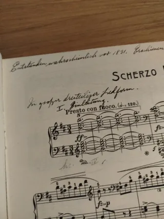 Antigua partitura Chopin Scherzo F moll-Phantasie