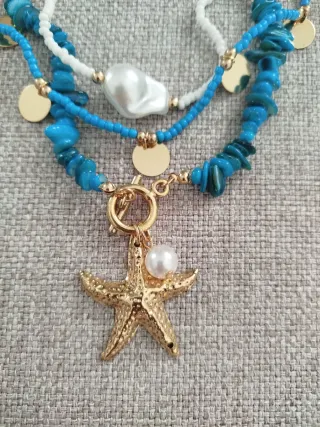 Collar Turquesa y Perla Estilo Boho