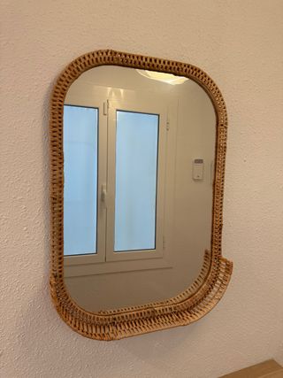 Espejo de pared ratán y cristal