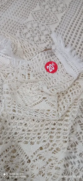 Colcha ganchillo industrial blanco roto
