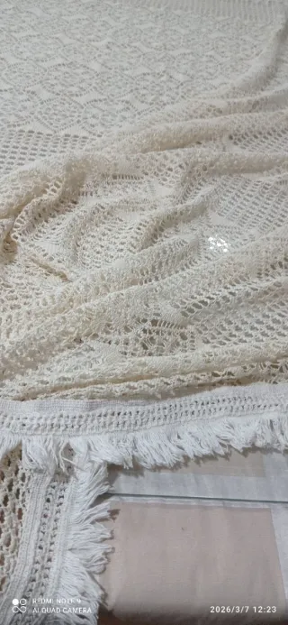 Colcha ganchillo industrial blanco roto