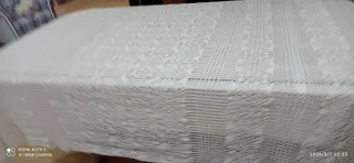 Colcha ganchillo industrial blanco roto