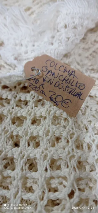 Colcha ganchillo industrial blanco roto