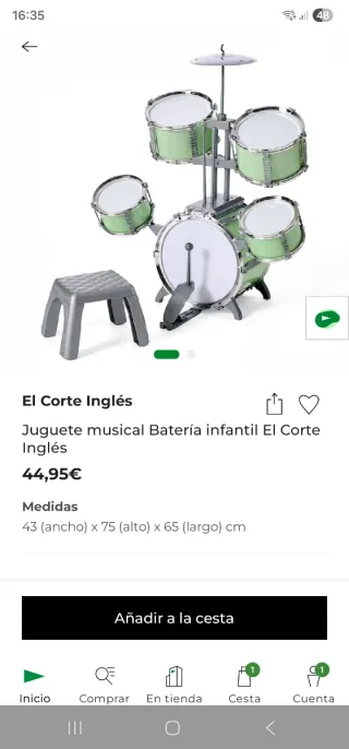 Batería Infantil El Corte Inglés