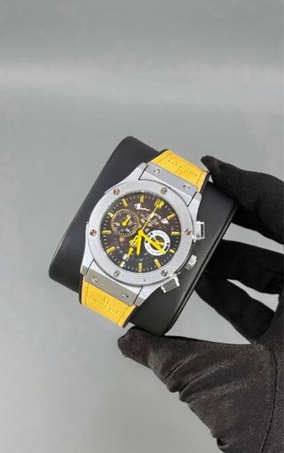 Reloj Cronógrafo Esfera Negra y Correa Amar