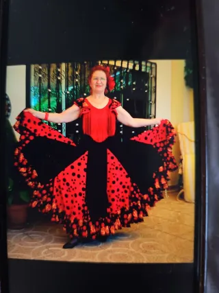 Vestido Flamenco Rojo y Negro Lunares