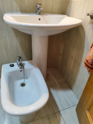 Conjunto lavabo y bidé de cerámica ROCA
