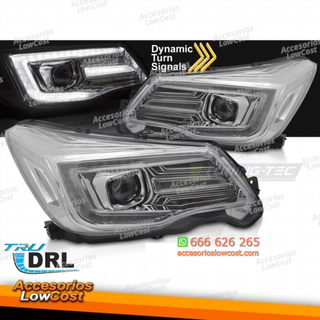 FAROS DELANTEROS EN TUBO DE LUZ DRL CROMADO PARA
