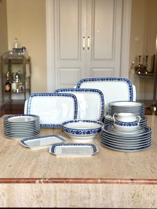 Vajilla santa clara porcelana azul blanca vintage