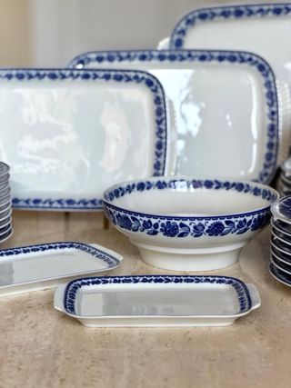 Vajilla santa clara porcelana azul blanca vintage