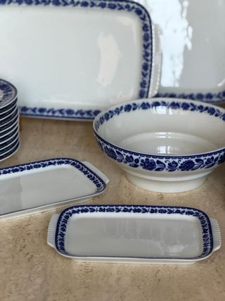 Vajilla santa clara porcelana azul blanca vintage