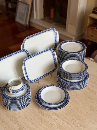 Vajilla santa clara porcelana azul blanca vintage