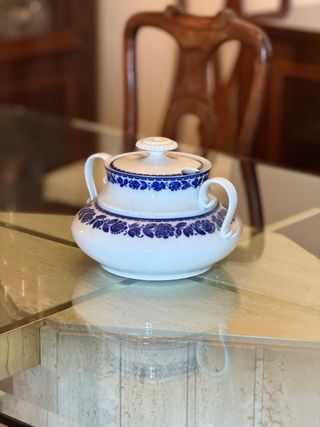 Vajilla santa clara porcelana azul blanca vintage