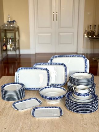 Vajilla santa clara porcelana azul blanca vintage