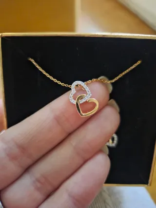 Conjunto Oro Vivo collar y pendientes corazón