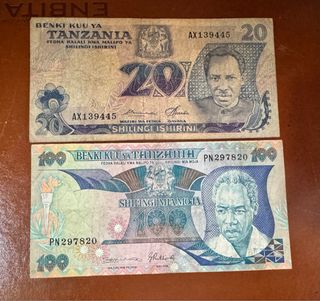 Banconote Tanzania 20 e 100 Shillingi