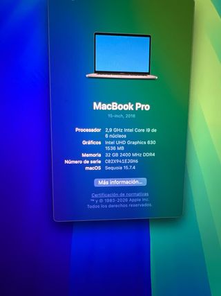 MacBook Pro 15 2018 i9 32GB RAM 512GB