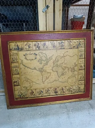 Cuadro Mapa Mundi Histórico madera maciza