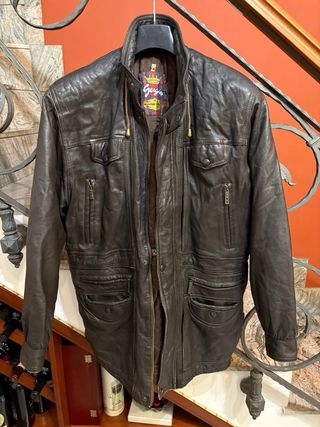 Giacca in vera pelle vintage marrone