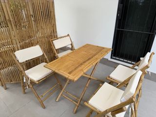 Conjunto mesa y sillas plegables Bambú Jardín