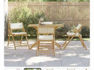 Conjunto mesa y sillas plegables Bambú Jardín