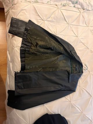 Chaqueta de cuero marron oscuro talla S