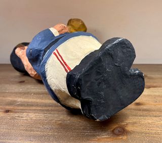 Figura vintage de oso músico en cartón piedra 34cm