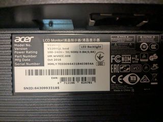 Monitor Acer V226HQL 21.5'' 1080p Negro