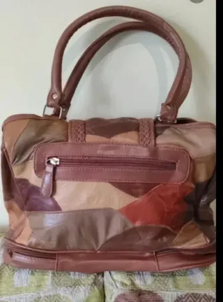 Bolso patchwork piel varios compartimentos