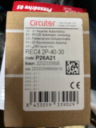 Diferencial Circutor REC4 2P 40A 30mA