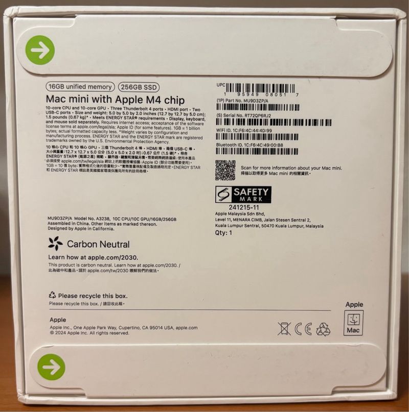 SIN ABRIR/NUEVO!! Mac Mini M4 16GB 256GB Plata afbeelding 4