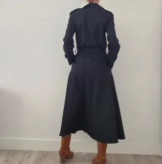 Vestido gabardina Zara negro largo manga larga