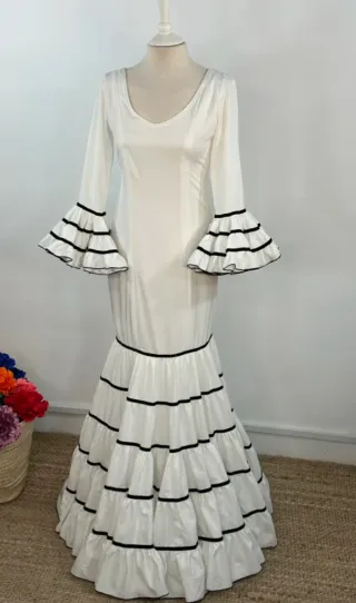 Traje de flamenca blanco TODAS LAS TALLAS