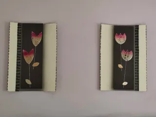 Cuadros decorativos flores metal y madera