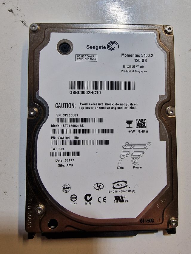 Disco Duro Seagate Momentus 2,5" 120 GB
