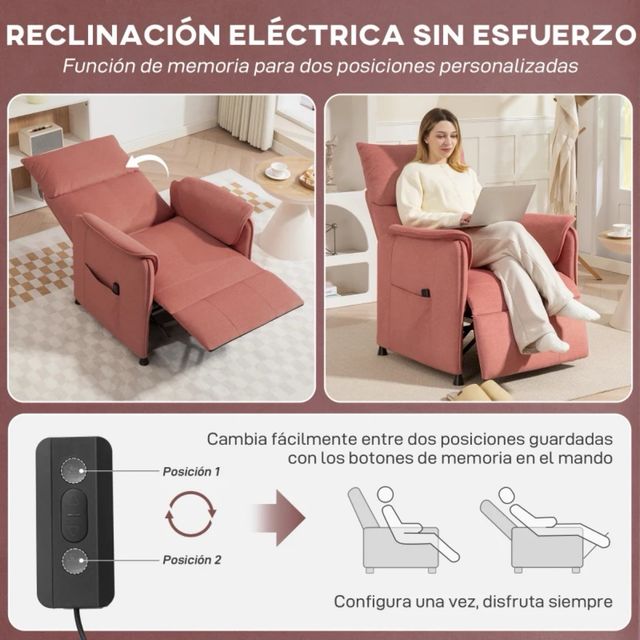 Sillón Reclinable Eléctrico Rosa