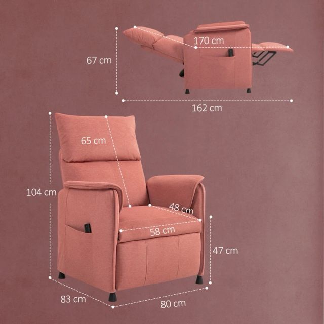 Sillón Reclinable Eléctrico Rosa