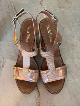 Zapatos Paula Urban Talla 40 Marrón y Dorado