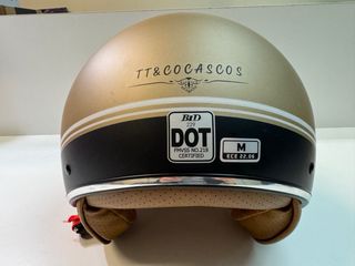 Casco Moto Vintage con Visera Marrón y Dorado