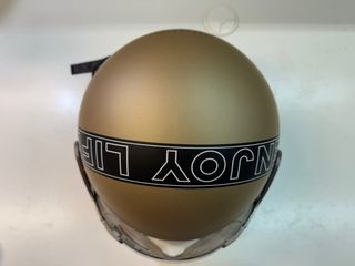 Casco Moto Vintage con Visera Marrón y Dorado