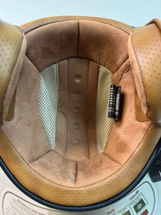 Casco Moto Vintage con Visera Marrón y Dorado