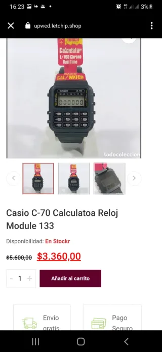 Reloj Casio C-70 Calculadora Vintage