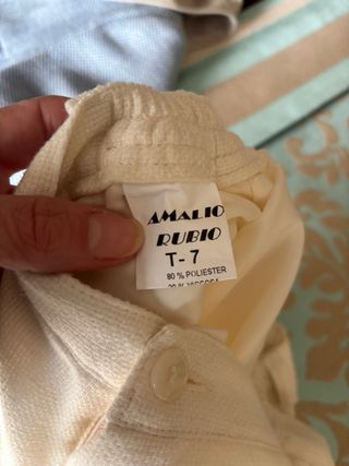 Traje comunión niño talla 7 azul y beige
