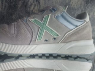 Zapatillas Munich Piel Gris y Verde