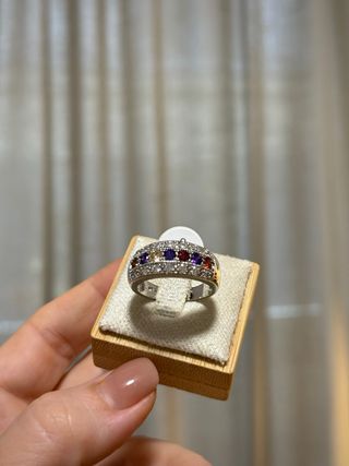 Elegante Anillo Circonitas Multicolor