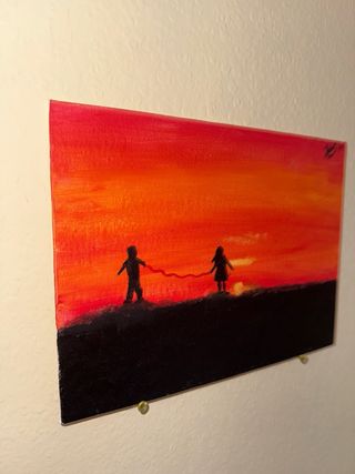 Cuadro pintado a mano atardecer