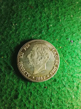 Moneda Plata Alfonso XII 1882