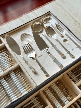 Cubertería Christofle modelo aria baño de plata